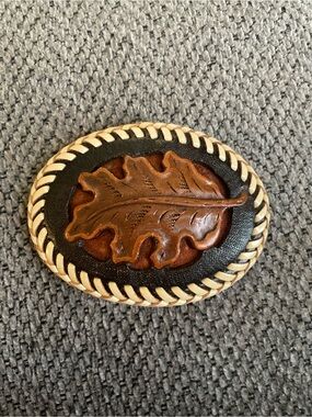 Vintage “Tony Lama” Style Tooled Leather Belt Buckle